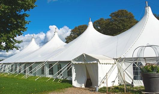 high-quality portable toilets stationed at a wedding, meeting the needs of guests throughout the outdoor reception in Dulzura CA